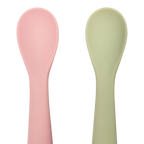 Silicone Weaning Spoon 2pc - Olive/Dark Pink