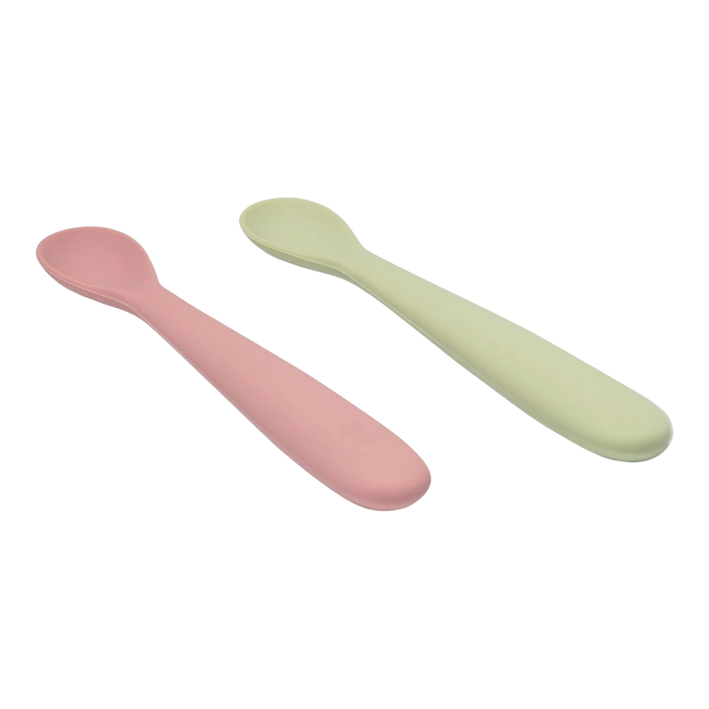 Silicone Weaning Spoon 2pc - Olive/Dark Pink