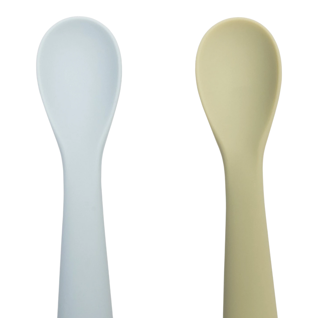Silicone Weaning Spoon 2pc - Olive/Dusty Blue