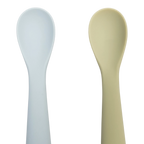 Silicone Weaning Spoon 2pc - Olive/Dusty Blue