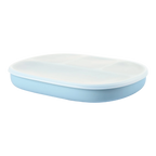 Silicone Suction Plate with Divider - Dusty Blue