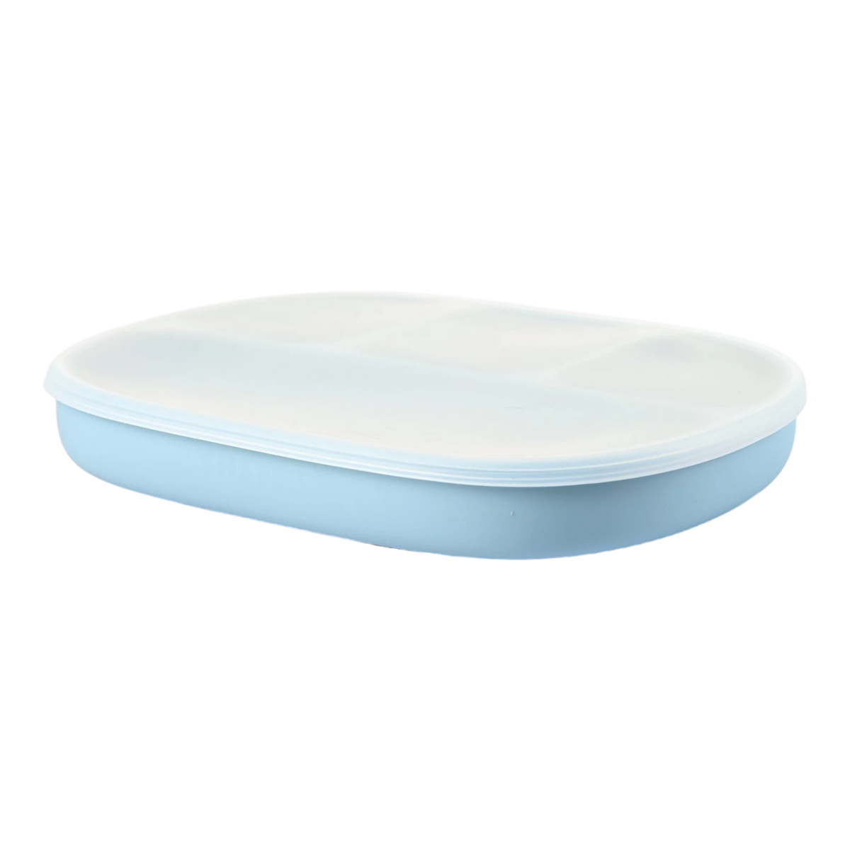 Silicone Suction Plate with Divider - Dusty Blue