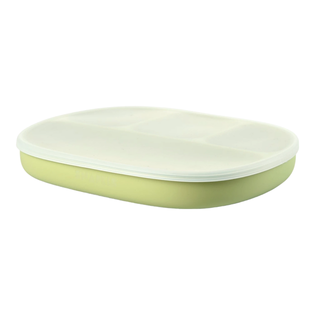 Silicone Suction Plate with Divider - Olive
