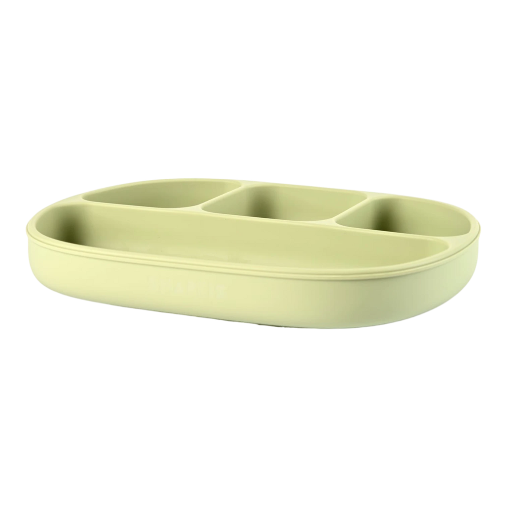 Silicone Suction Plate with Divider - Olive
