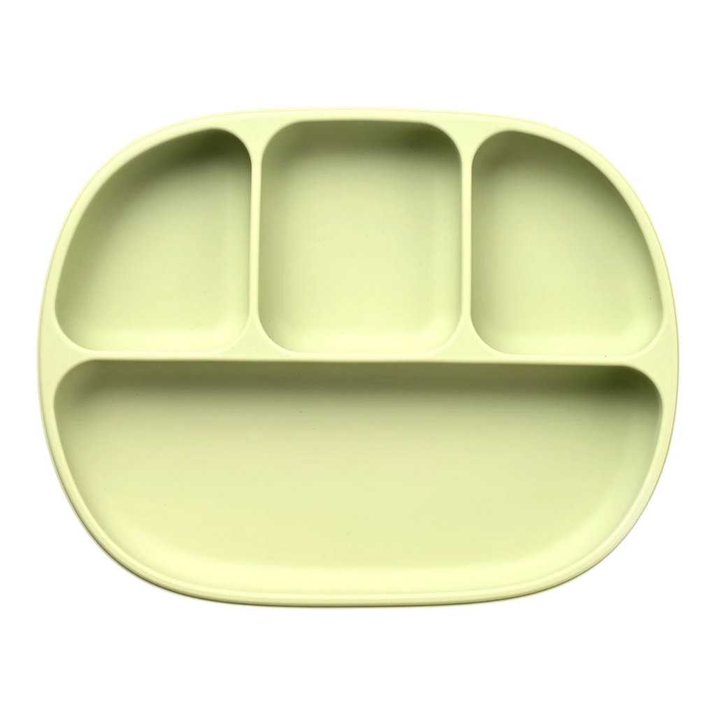 Silicone Suction Plate with Divider - Olive