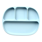 Silicone Suction Plate with Divider - Dusty Blue