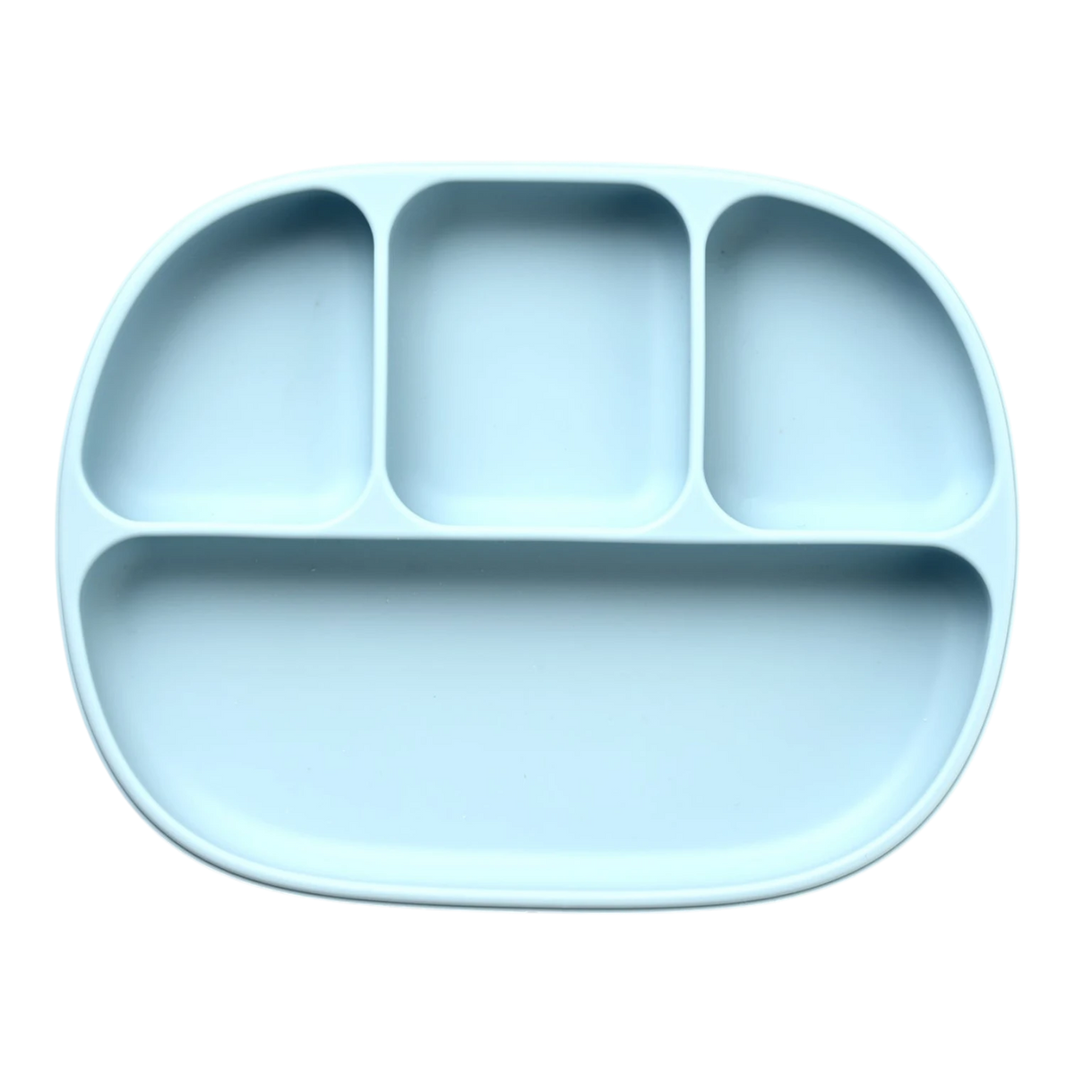 Silicone Suction Plate with Divider - Dusty Blue