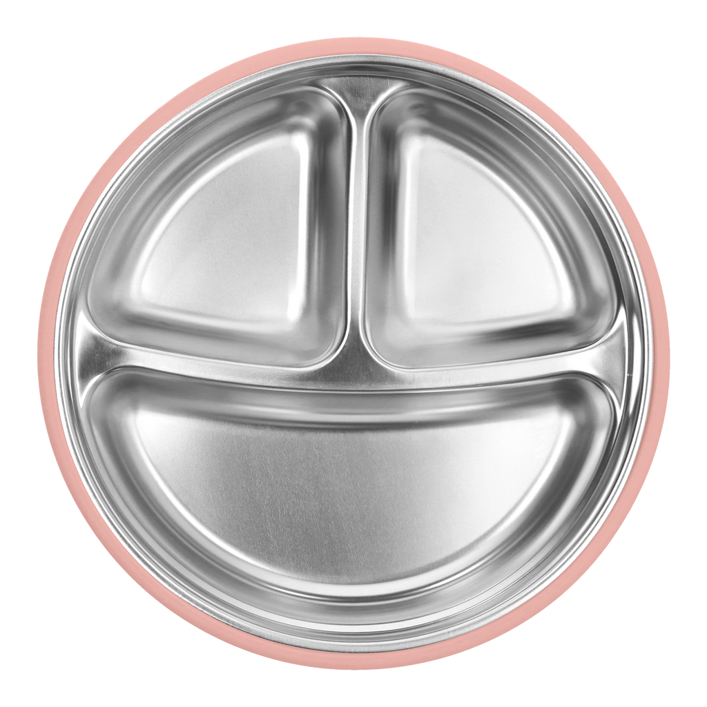 2-In-1 Stainless Steel Divided Plate - Tea Rose
