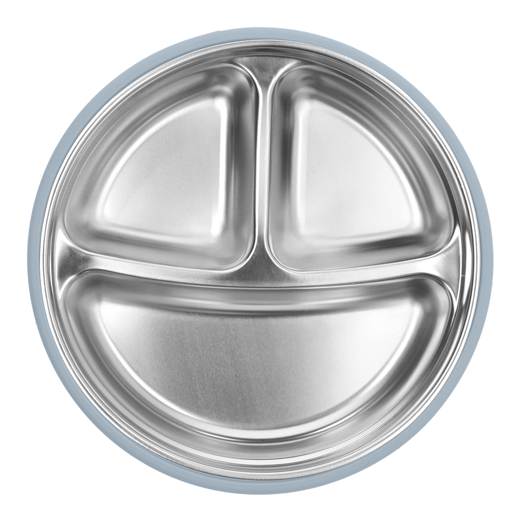 2-In-1 Stainless Steel Divided Plate - Steel Blue