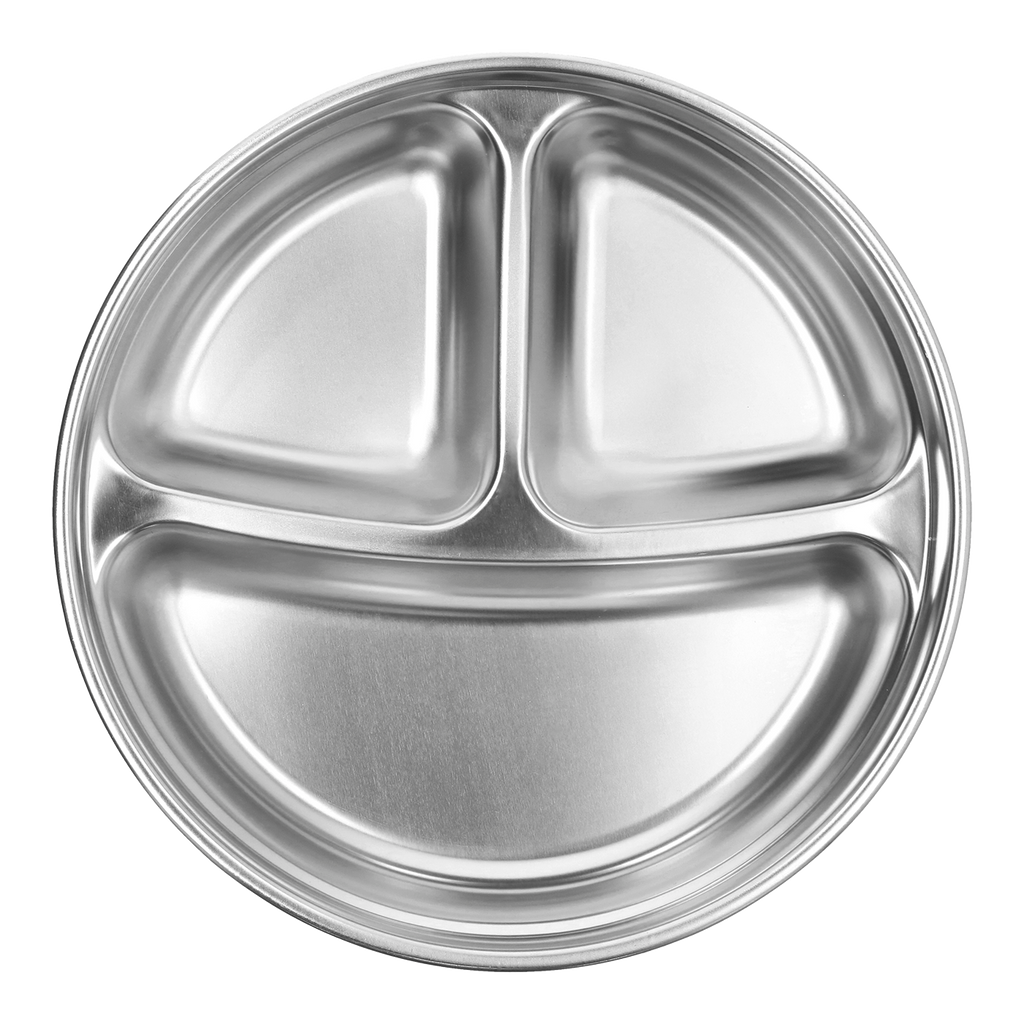 2-In-1 Stainless Steel Divided Plate - Steel Blue