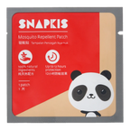 Snapkis Official Mosquito Repellent Patch with 100% natural ingredients and up to 12 hours protection, featuring a cute panda.