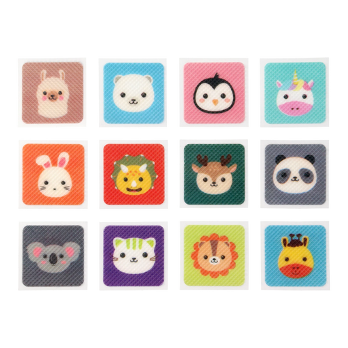 Snapkis Official Natural Mosquito Repellent Patches feature 12 cute animal designs: llama, polar bear, penguin, unicorn, bunny, dinosaur, deer, panda, koala, cat, lion, giraffe.
