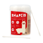 Snapkis Newborn Cotton Swabs with ultra-thin cotton tips and flexible paper stems, 200 pcs.